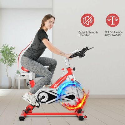Goplus Indoor Stationary Exercise Cycle Bike Bicycle Workout w/ Large Holder Red Image 1