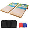 GoSports 4'x2' Reguation Size Premium Wood Cornhole Set - Beach Themed Design, Includes Two 4'x2' Boards, 8 Bean Bags, Carrying Case and Game Rules Image 1