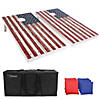 GoSports 4'x2' Reguation Size Premium Wood Cornhole Set - Rustic American Flag Design, Includes Two 4'x2' Boards, 8 Bean Bags, Carrying Case and Game Rules Image 1