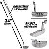 Gosports gs2 tour golf putter - 34" right-handed mallet putter with oversized fat grip and milled face Image 1