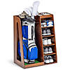 Gosports premium wooden golf bag organizer and storage rack - brown Image 1