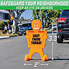 GoSports SlowDownMan! Street Safety Sign - 3ft High Visibility Kids at Play Signage for Neighborhoods with 8 Decal Options and Flag Image 3