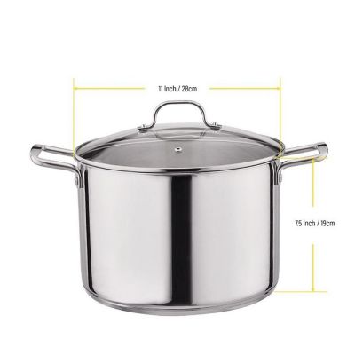 Gourmet Edge Stock Pot - Stainless Steel Cooking Pot with Lid- Cookware- Silver - 12 Quarts Image 1