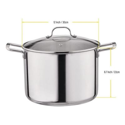 Gourmet Edge Stock Pot - Stainless Steel Cooking Pot with Lid- Silver- 16-Quart Image 2