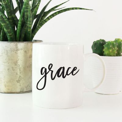 Grace Black Calligraphy Ceramic Mug Image 1