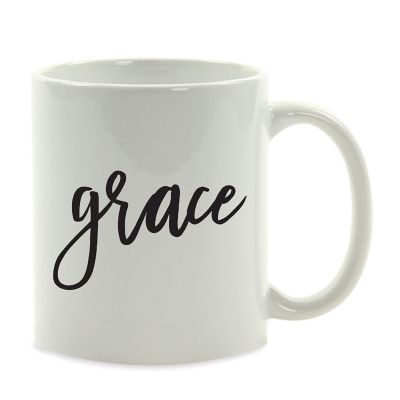 Grace Black Calligraphy Ceramic Mug Image 2
