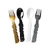 Grad Party Gold, Silver, Black & White Disposable Plastic Fork & Spoon Set - 16 Ct. Image 1