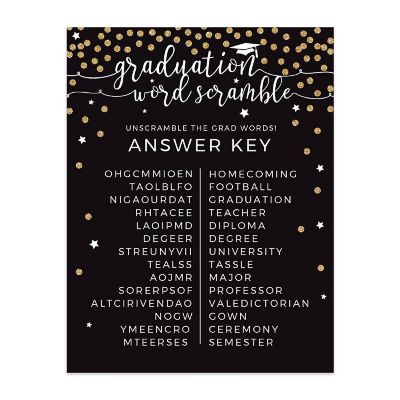 Graduation Word Scramble Black Gold 20PK Image 1
