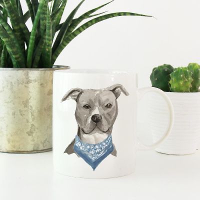 Gray American Blue Scarf Ceramic Mug Image 1