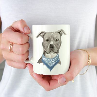 Gray American Blue Scarf Ceramic Mug Image 1