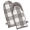Gray &amp; White Buffalo Check Oven Mitt Set/2 Image 1