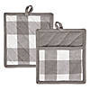 Gray &amp; White Buffalo Check Potholder Set/2 Image 1
