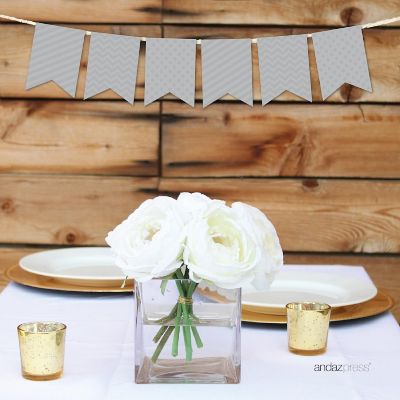 Gray Bunting Banner - 4 x 5.5 Inch Image 1