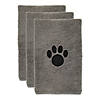 Gray Embroidered Paw Small Pet Towel (Set Of 3) Image 3