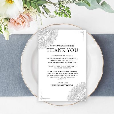 Gray Ornate TY Card 4x6IN 56PC Image 1
