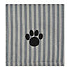 Gray Stripe Embroidered Paw Pet Towel Image 1