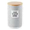 Gray Stripe With Paw Patch Ceramic Treat Canister Image 1