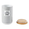 Gray Stripe With Paw Patch Ceramic Treat Canister Image 1