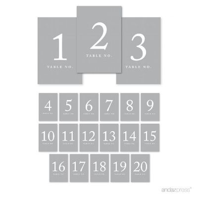 Gray Table Numbers 1 20 4x6 Image 1