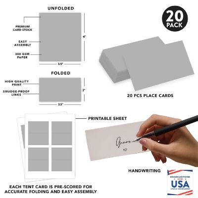 Gray Table Tent Place Cards 20-Pack Image 1
