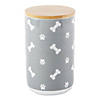 Gray Tossed Bone & Paw Ceramic Treat Canister Image 1