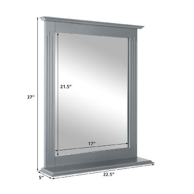 Gray Wall Mirror with Shelf Image 3
