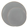 Gray with Gold Organic Round Disposable Plastic Dinnerware Value Set (40 Dinner Plates + 40 Salad Plates) Image 1