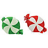 Green &amp; Red Peppermint Candy Fleece Tied Pillow Craft Kit - Makes 6 Image 1