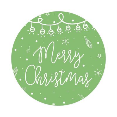 Green Christmas Hand Drawn Lights Labels Image 3