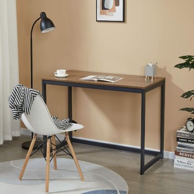 Green Forest Small Modern Computer Study Desk For Home Office, Dark Brown, 39 Image 2