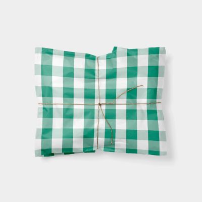 Green Gingham Gift Wrap Image 1