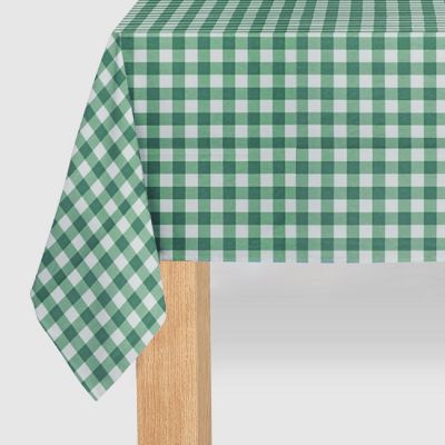 Green Gingham Paper Tablecloth Image 1