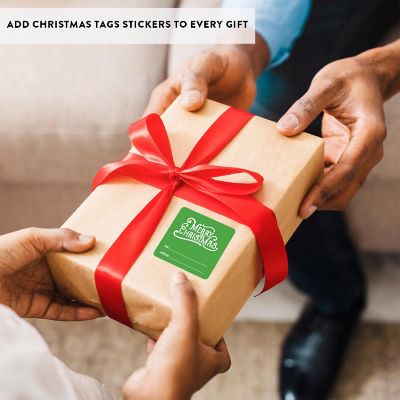 Green/White Christmas To/From Stickers Image 1