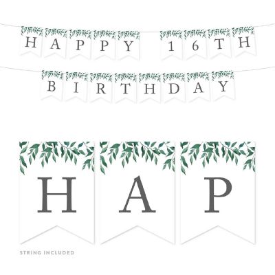 Greenery Happy 16th - 4 x 5.5 Inch Image 1