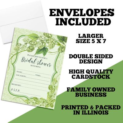 Greenery Hops Bridal Shower Party Invitations Image 1