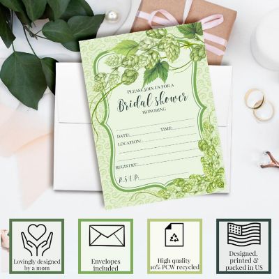 Greenery Hops Bridal Shower Party Invitations Image 2