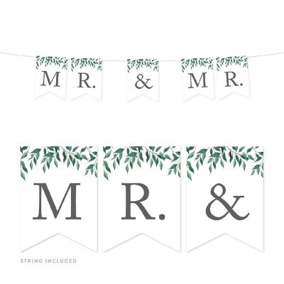 Greenery Mr &amp; Mr Banner - 4 x 5.5 Inch Image 1