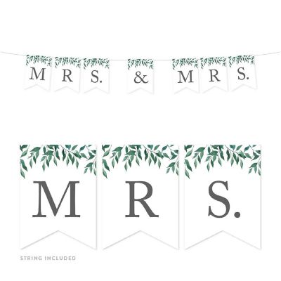 Greenery Mrs &amp; Mrs Banner - 4 x 5.5 Inch Image 1