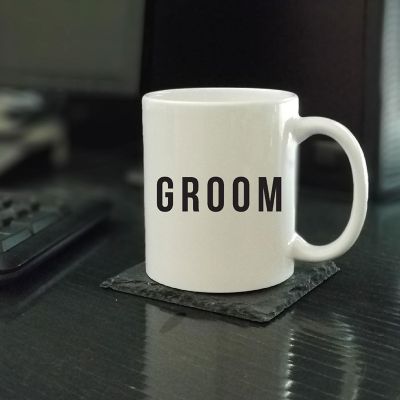 Groom Black Calligraphy Ceramic Mug Image 1