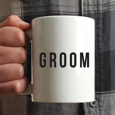 Groom Black Calligraphy Ceramic Mug Image 1