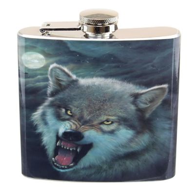 Growling Wolf 7oz Flask Image 1