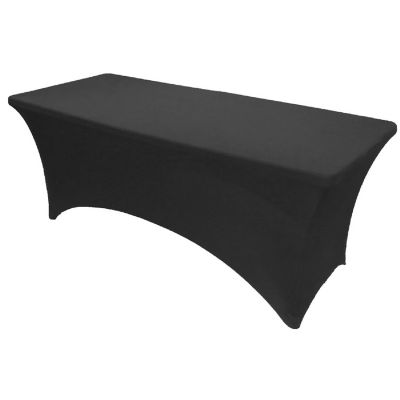 GW Linens Black 8' ft. Open Back Spandex Fitted Stretch Tablecloth Table Cover Image 1