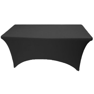 GW Linens Black 8' ft. Open Back Spandex Fitted Stretch Tablecloth Table Cover Image 2