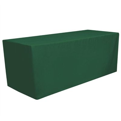 GW Linens Hunter Green 8' ft. Fitted Polyester Tablecloth Table Cover Image 1