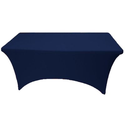 GW Linens Navy Blue 6' ft. Open Back Spandex Fitted Stretch Tablecloth Table Cover Image 2