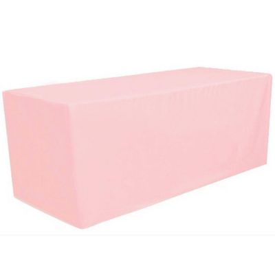 GW Linens Pink 6' ft. Fitted Polyester Tablecloth Table Cover Image 1