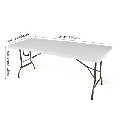 GW Linens White 6' ft. Fitted Polyester Tablecloth Table Cover Image 1