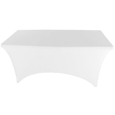 GW Linens White 8' ft. Open Back Spandex Fitted Stretch Tablecloth Table Cover Image 2