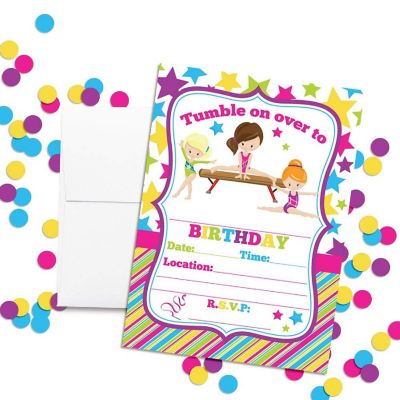 Gymnastics & Tumbling Birthday Invitations 40pcs. by AmandaCreation Image 1