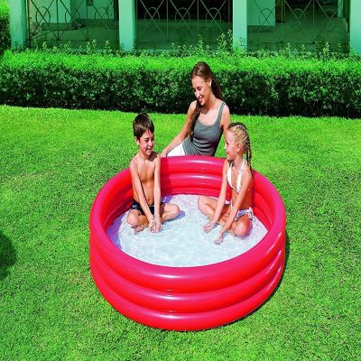 H2OGO! 3 Rings Kiddie Pool for Toddler, Kids Swimming Pool, Inflatable Baby Ball Pit Pool (Red, 60") Image 1